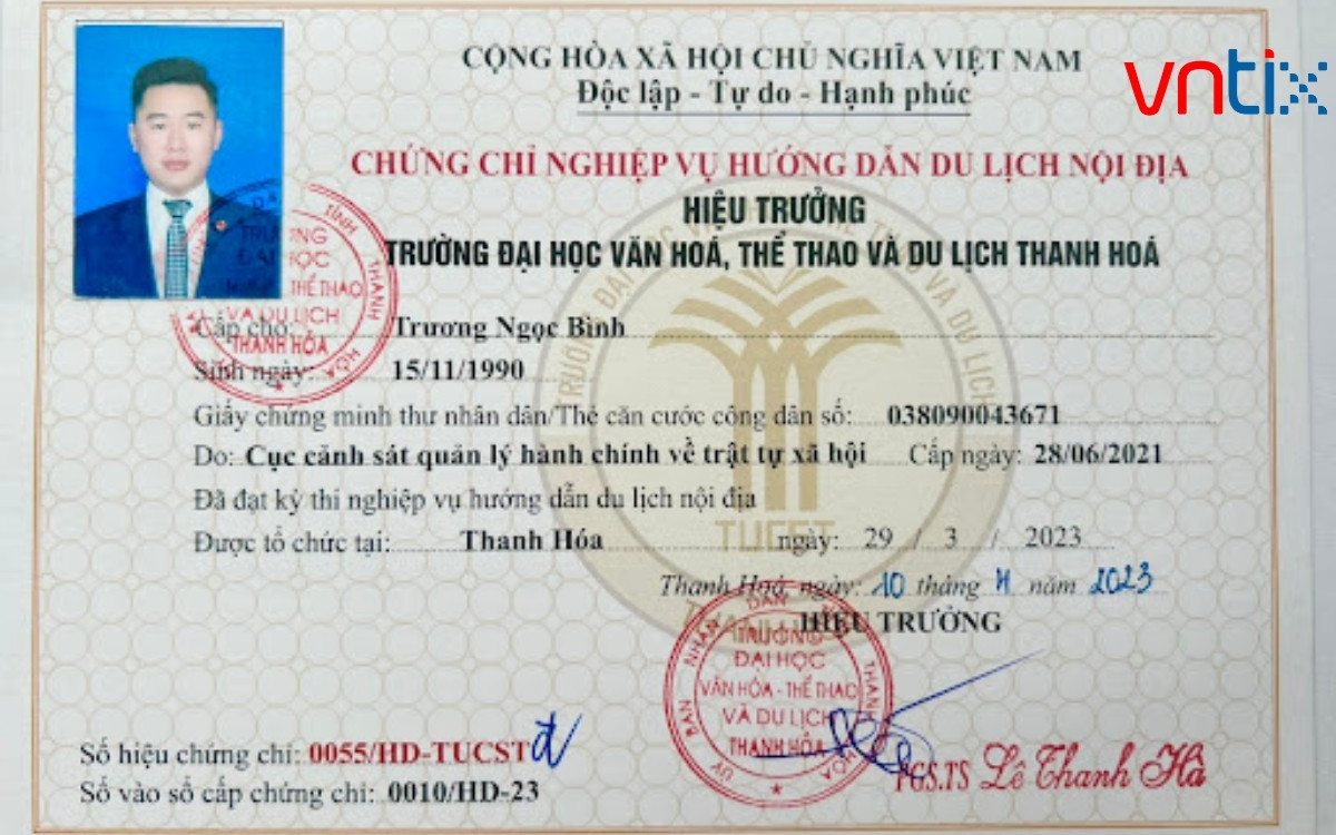 Chứng chỉ nghiệp vụ hướng dẫn du lịch nội địa