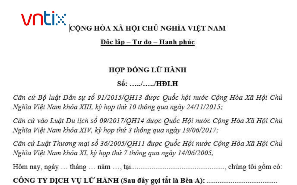 Nội dung cốt lõi trong mẫu hợp đồng du lịch chuẩn