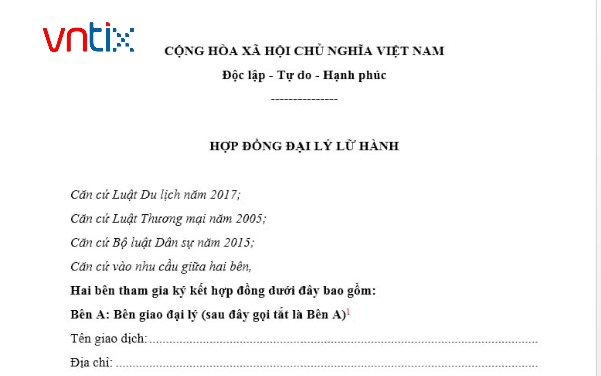 Nội dung cốt lõi trong mẫu hợp đồng du lịch chuẩn