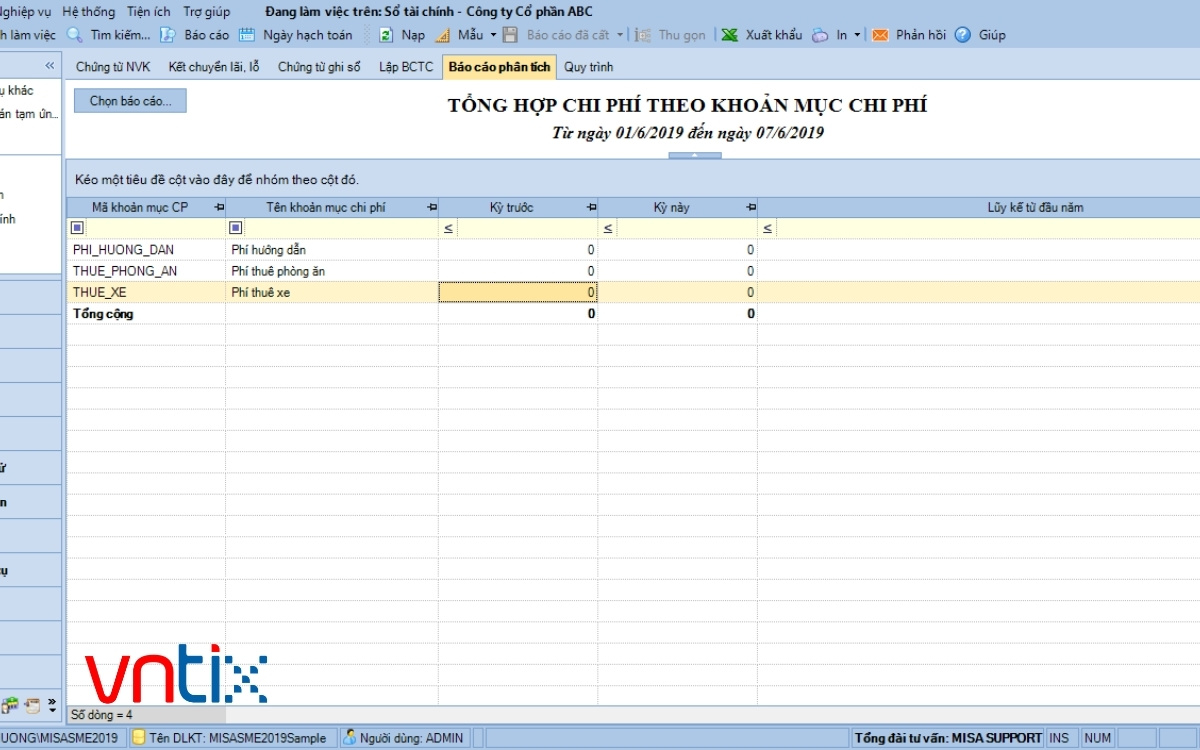 Giao diện phần mềm kế toán cho công ty du lịch MISA SME