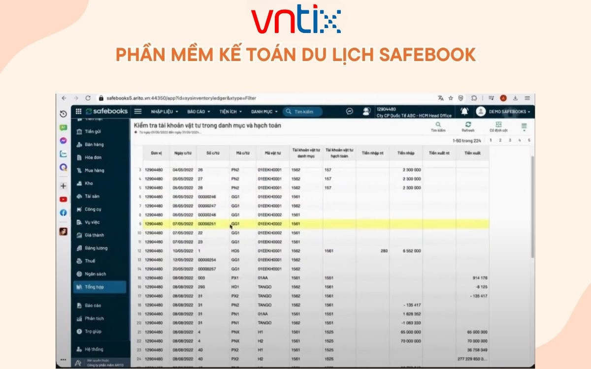 Giao diện phần mềm kế toán du lịch Safebooks