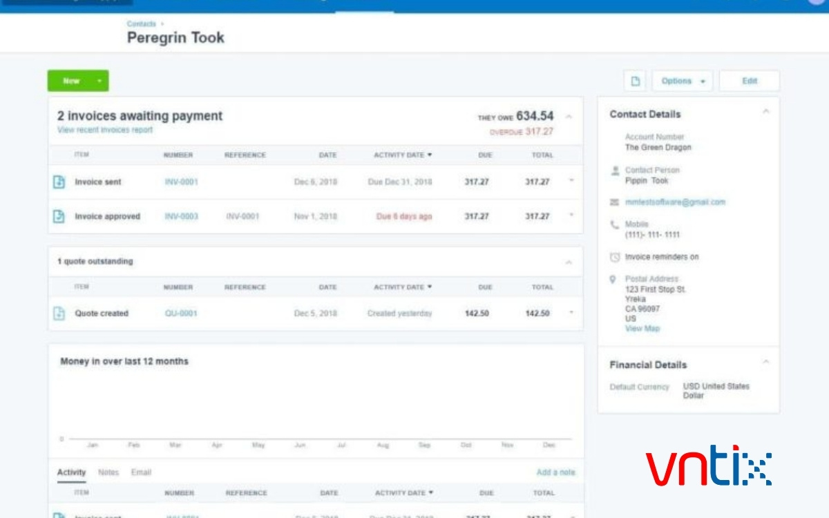 Giao diện phần mềm kế toán du lịch QuickBooks Online