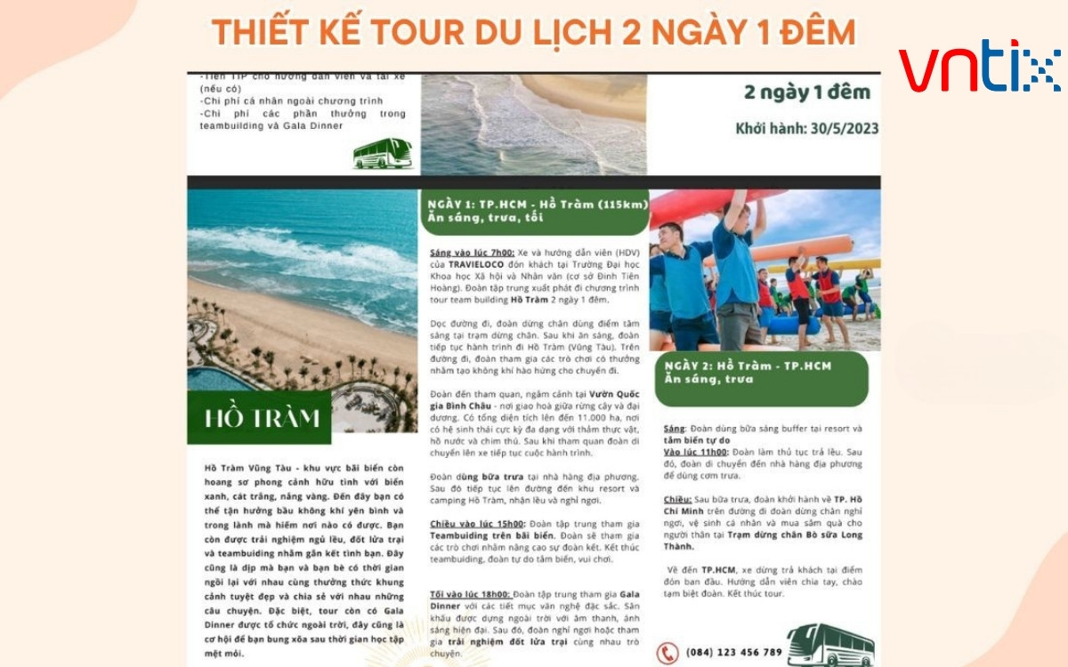 Quy trình tổ chức tour du lịch còn bao gồm thiết kế template tour